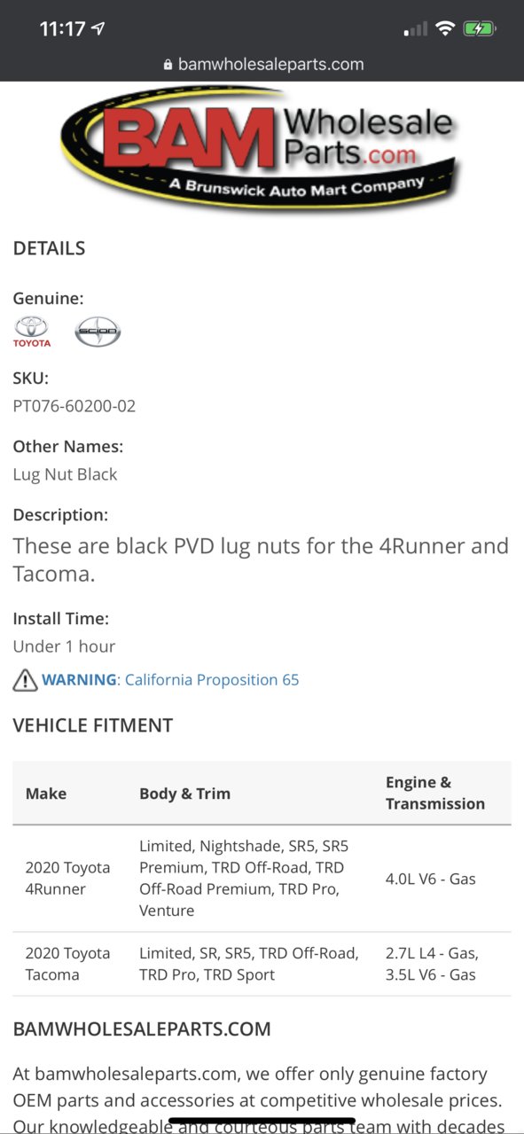 TRD Pro Wheels 2020: 4R Lug Nut Question