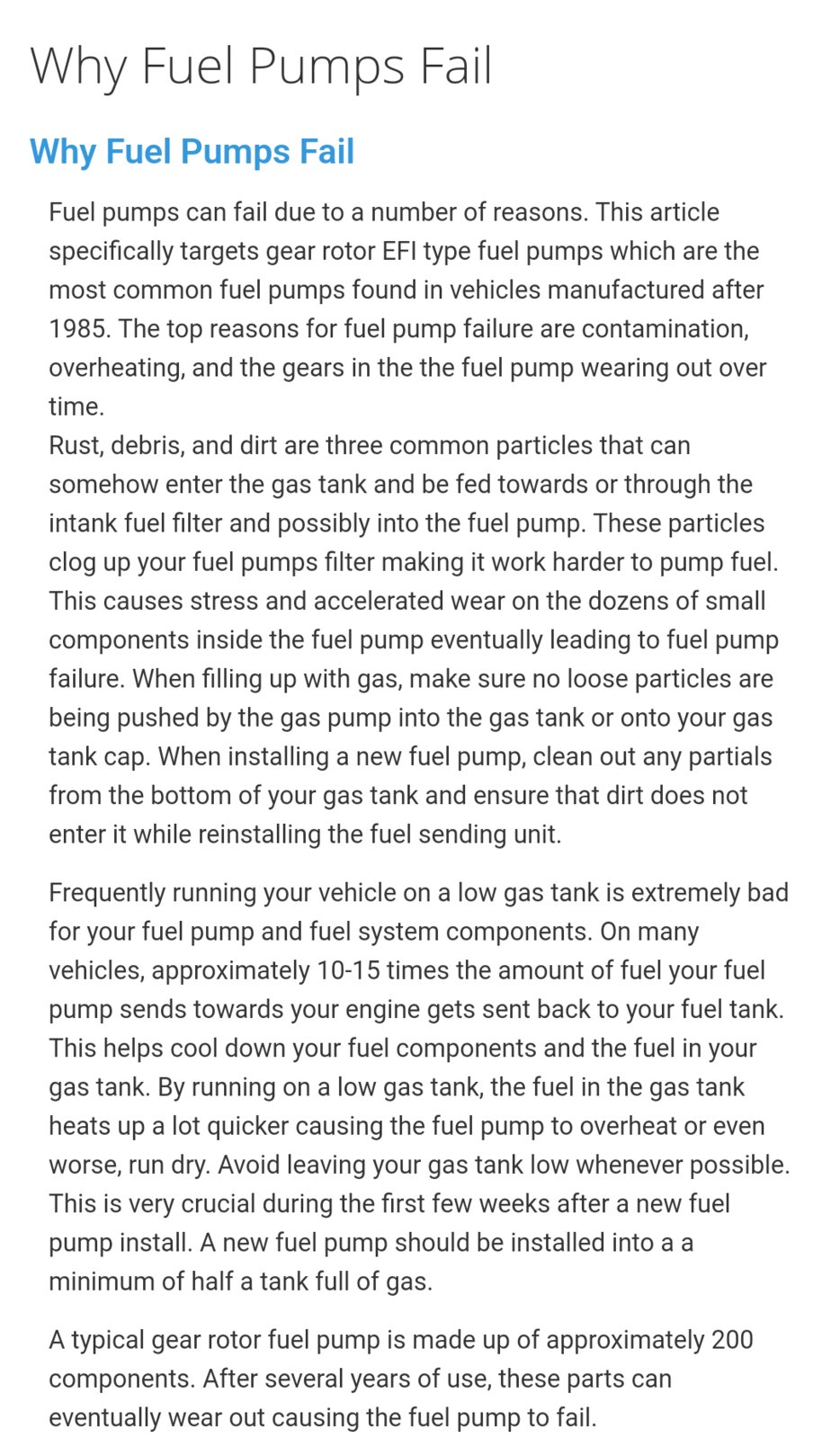 Why Fuel Pumps Fail