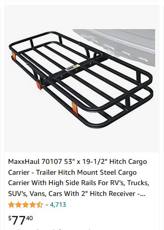  MaxxHaul 70107 53 x 19-1/2 Hitch Cargo Carrier